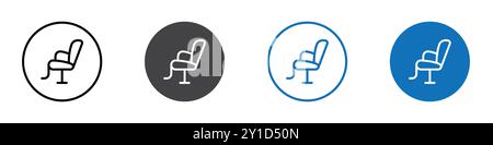 Barber Chair Icon Logo-Zeichen in dünner Linie Set und Gruppenkollektion Stock Vektor