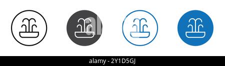 Fountain Icon Logozeichen in dünner Linie und Gruppenkollektion Stock Vektor