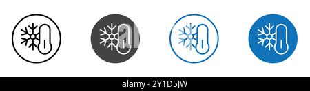 Symbol für kalte Temperaturen Logozeichen in dünner Linie, Set und Gruppensammlung Stock Vektor