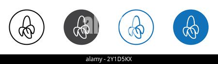 Banana Icon Logozeichen in dünner Linie Set und Gruppenkollektion Stock Vektor
