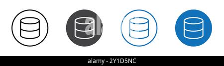 Datenbanksymbol Logo-Zeichen in dünner Linie Kontur Set und Gruppensammlung Stock Vektor