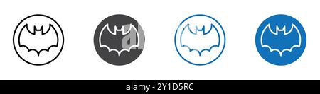 Bat Icon Logo-Zeichen in dünner Linie Kontursatz und Gruppensammlung Stock Vektor