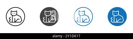 Cat Icon Logozeichen in dünner Linie und Gruppensammlung Stock Vektor