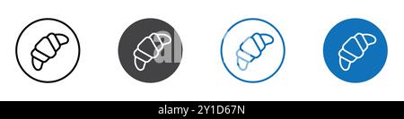 Croissant Icon Logo-Zeichen in dünner Linie Set und Gruppensammlung Stock Vektor