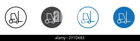 Gabelstaplersymbol Logozeichen in dünner Linie, Kontursatz und Gruppensammlung Stock Vektor