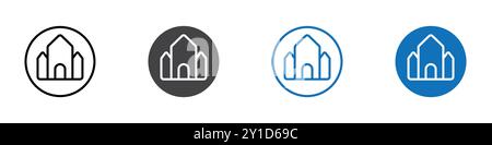 Temple Icon Logozeichen in dünner Linie, Set und Gruppenkollektion Stock Vektor