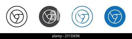 Chrome Icon Logo-Zeichen in dünner Linie, Umrissset und Gruppenkollektion Stock Vektor