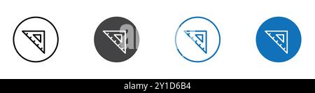 Dreieckiges Lineal Symbol Logo-Zeichen in dünner Linie Kontur Set und Gruppensammlung Stock Vektor