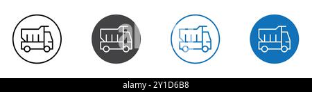 Truck Icon Logozeichen in dünner Linie und Gruppensammlung Stock Vektor