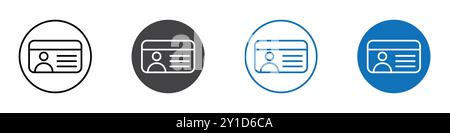 ID-Kartensymbol Logo-Zeichen in dünner Linie Kontursatz und Gruppensammlung Stock Vektor