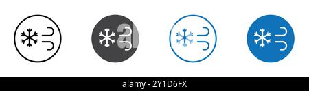 Snow Blowing Logo-Zeichen in dünner Linie und Gruppenkollektion Stock Vektor