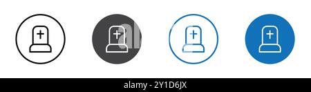 Grave Icon Logozeichen in dünner Linie und Gruppensammlung Stock Vektor