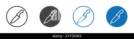 Messersymbol Logo-Logo-Zeichen in dünner Linie Set und Gruppenkollektion Stock Vektor