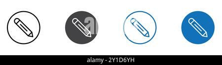 Bleistiftsymbol Logo-Zeichen in dünner Linie und Gruppensammlung Stock Vektor