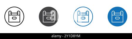 Werkzeugkasten-Symbol Logo-Zeichen in dünner Linie Kontursatz und Gruppensammlung Stock Vektor