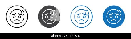 Sad Emoji Icon Logozeichen in dünner Linie, Set und Gruppensammlung Stock Vektor