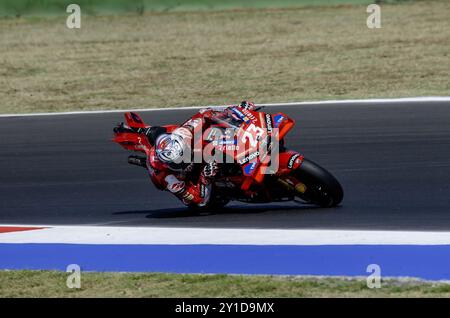 #23 Enea Bastianini (Italien-Ducati Lenovo Team) während des Gran Premio Red Bull di San Marino e della Riviera di Rimini Freie Praxis nÂ°1 MotoGP freitag, Gran Premio Red Bull di San Marino e della Riviera di Rimini auf dem Misano World Circuit Marco Simoncelli in Misano Adriatico am 06. september 2024 in Misano, Italien. Während des freien Trainings des Gran Premio Red Bull di San Marino e della Riviera di Rimini, MotoGP-Weltmeisterschaft in Misano Adriatico, Italien, 6. September 2024 Stockfoto