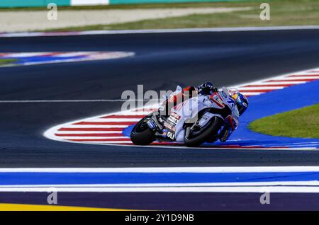 #73 Alex Marquez (Spain-Gresini Racing MotoGPâ¢) während des Gran Premio Red Bull di San Marino e della Riviera di Rimini Freie Praxis nÂ°1 MotoGP freitag, Gran Premio Red Bull di San Marino e della Riviera di Rimini auf dem Misano World Circuit Marco Simoncelli in Misano Adriatico am 06. september 2024 in Misano, Italien. Während des freien Trainings des Gran Premio Red Bull di San Marino e della Riviera di Rimini, MotoGP-Weltmeisterschaft in Misano Adriatico, Italien, 6. September 2024 Stockfoto