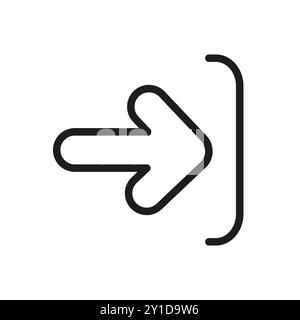 Kontur des Pfeilsymbols. Gewölbter Pfeil. Minimalistisches, nach rechts zeigendes Symbol. Schwarze Vektorgrafik. Stock Vektor