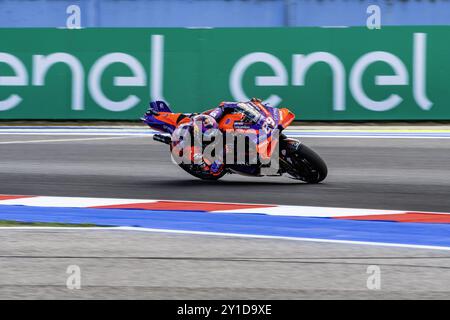 #89 Jorge Martin (Spanien-Prima Pramac Racing) während des Gran Premio Red Bull di San Marino e della Riviera di Rimini Freies Training nÂ°1 MotoGP freitag, Gran Premio Red Bull di San Marino e della Riviera di Rimini auf dem Misano World Circuit Marco Simoncelli in Misano Adriatico am 06. september 2024 in Misano, Italien. Während des freien Trainings des Gran Premio Red Bull di San Marino e della Riviera di Rimini, MotoGP-Weltmeisterschaft in Misano Adriatico, Italien, 6. September 2024 Stockfoto