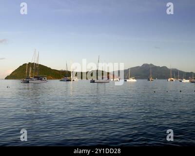 Am frühen Morgen in der Bucht von Terre-de-Haut, les Saintes, Guadeloupe, französisch-westindien, Stockfoto