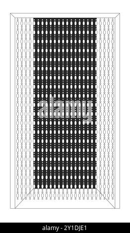 Vintage-Perlenvorhang an Türdurchgang schwarz-weiß 2D-Linien-Zeichentrickobjekt Stock Vektor