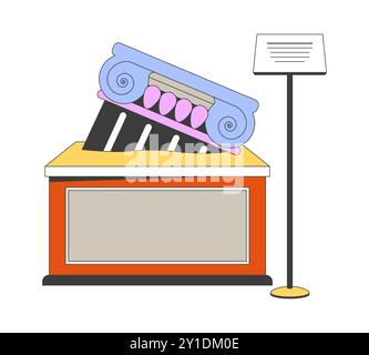 Alte gebrochene Säulen zeigen lineare 2D-Zeichentrickobjekte Stock Vektor