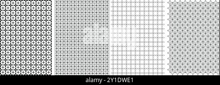 Nahtloser geometrischer abstrakter Vektor-Muster-Hintergrund, einzigartige endlose Grau- und Weißdrucke, modernes Textilmuster-Set für Stoffe. Stock Vektor