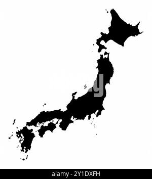 Japan Silhouette Karte isoliert auf weißem Hintergrund Stock Vektor
