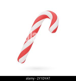 3D realistischer Weihnachtszuckerstock. Traditionelles süßes Weihnachtsessen. 3D-Vektorillustration isoliert auf weißem Hintergrund Stock Vektor