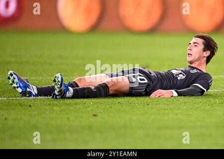 Torino, Italien. November 2023. Foto Fabio Ferrari/LaPresse 11 November 2023 - Turin, Italien - Sport, calcio - Juventus vs Cagliari - Campionato italiano di calcio Serie A TIM 2023/2024 - Juventus Stadium. Nella foto:Fabio Miretti (FC Juventus); 11. November 2023 Turin, Italien - Sport, calcio -Juventus vs Cagliari - italienische Fußballmeisterschaft der Serie A 2023/2024 - Juventus Stadium. Im Bild: Fabio Miretti (FC Juventus); Foto: LaPresse/Alamy Live News Stockfoto