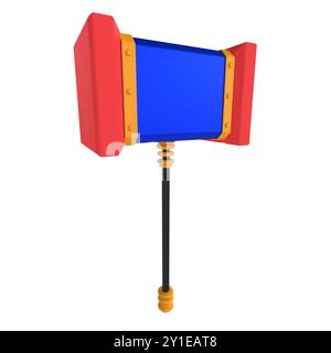 Ein lebendiges 3D-gerendertes Wegweiser bietet kräftige Farben und eine auffällige Form. Stockfoto