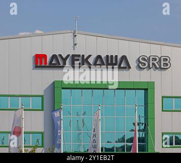 Smederevo, Serbien - 17. Juli 2024: Gebäude des japanischen Unternehmens Mayekawa, Firmenzentrale und Produktionsfabrik in der Salinacka Street. Stockfoto