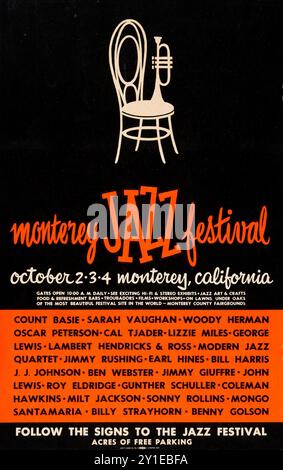 Monterey Jazz Festival 1959 Concert Poster feat, unter anderem Count Basie, Woody Herman, Sonny Rollins, Sarah Vaughan, Earl Hines Stockfoto