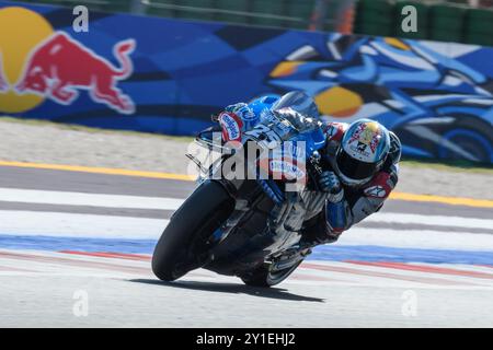 Misano Adriatico, Italien. September 2024. Raul FERNANDEZ (SPA) - Trackhouse Racing verlässt Runde 6 während des Trainings der MotoGP Gran Premio Red Bull di San Marino 2024 in Misano Adriatico (Italien), 13. Runde der MotoGP-Weltmeisterschaft 2024. Quelle: Riccardo Righetti/Alamy Live News Stockfoto