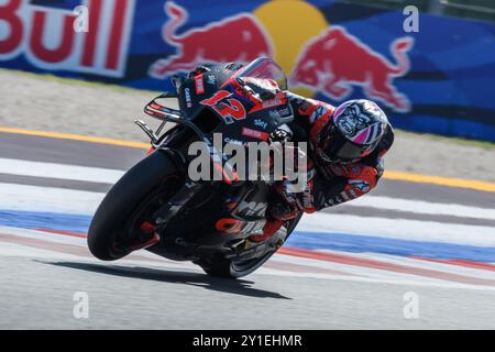 Misano Adriatico, Italien. September 2024. Maverick VINALES (SPA) - Aprilia Racing verlässt Runde 6 während des Trainings der MotoGP Gran Premio Red Bull di San Marino 2024 in Misano Adriatico (Italien), 13. Runde der MotoGP-Weltmeisterschaft 2024. Quelle: Riccardo Righetti/Alamy Live News Stockfoto