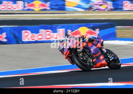 Misano Adriatico, Italien. September 2024. Jorge MARTIN (SPA) - Prima Pramac Racing in Runde 3 während des Trainings der MotoGP Gran Premio Red Bull di San Marino 2024 in Misano Adriatico (Italien), 13. Runde der MotoGP-Weltmeisterschaft 2024. Quelle: Riccardo Righetti/Alamy Live News Stockfoto