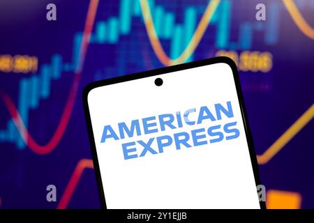 Paraguay. September 2024. In dieser Fotoabbildung wird das American Express (Amex) Logo auf einem Smartphone-Bildschirm angezeigt (Foto: Jaque Silva/SOPA Images/SIPA USA) *** ausschließlich für redaktionelle Nachrichten *** Credit: SIPA USA/Alamy Live News Stockfoto