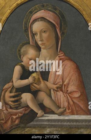 Giovanni Bellini (1432-1516). Italienischer Maler. Madonna und Kind, 1460-1465. Tempera auf Holzplatte. Details. Pinacoteca Castello Sforzesco, Mailand, Italien. Stockfoto