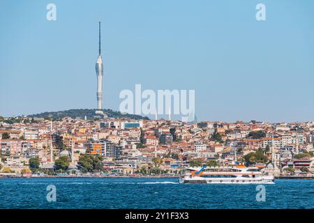 Juli 2024, Istanbul, Türkei: Eine atemberaubende Stadtlandschaft von Istanbul mit dem berühmten Camlica Tower Stockfoto