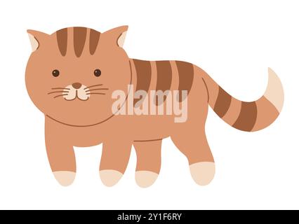 Rotes Tabby-Kätzchen auf weißem Hintergrund Stock Vektor