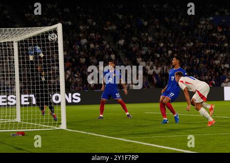 Parigi, Frankreich. September 2024. Mateo Retegui (Italien) während des Fußballspiels der UEFA Nations League 24-25 zwischen Frankreich und Italien (Gruppe B) im Parc des Princes, Paris, Frankreich - 6. September 2024. Sport - Fußball . (Foto: Fabio Ferrari/LaPresse) Credit: LaPresse/Alamy Live News Stockfoto