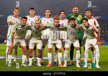 Parigi, Frankreich. September 2024. Italienische Teams während des Fußballspiels der UEFA Nations League 24-25 zwischen Frankreich und Italien (Gruppe B) im Parc des Princes, Paris, Frankreich - 6. September 2024. Sport - Fußball . (Foto: Fabio Ferrari/LaPresse) Credit: LaPresse/Alamy Live News Stockfoto