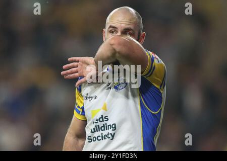 Leeds, Großbritannien. September 2024. Matt Frawley von Leeds Rhinos während des Spiels Leeds Rhinos gegen Hull FC in der Betfred Super League am 6. September 2024 (Foto: Alfie Cosgrove/News Images) in Leeds, Großbritannien am 6. September 2024. (Foto: Alfie Cosgrove/News Images/SIPA USA) Credit: SIPA USA/Alamy Live News Stockfoto