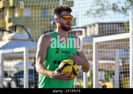 Fonzies Campionato Italiano Assoluti Femminili e Maschili 2024 - Tag 1 der letzten Etappe in Bellaria-Igea Marina (RI) während des Campionato Italiano Assoluto, Beach Volley Match in Bellaria-Igea Marina, Italien, 06. September 2024 Stockfoto