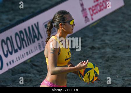 Fonzies Campionato Italiano Assoluti Femminili e Maschili 2024 - Tag 1 der letzten Etappe in Bellaria-Igea Marina (RI) während des Campionato Italiano Assoluto, Beach Volley Match in Bellaria-Igea Marina, Italien, 06. September 2024 Stockfoto