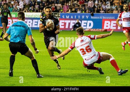 14. Bevan French Scores - Wigan Warriors vs Hull KR - BETFRED Super Leauge - 06/09/24 Stockfoto