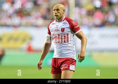 Wigan, Großbritannien. September 2024. Dean Hadley von Hull KR während des Spiels Wigan Warriors gegen Hull KR im Brick Community Stadium, Wigan, Vereinigtes Königreich, 6. September 2024 (Foto: Cody Froggatt/News Images) in Wigan, Vereinigtes Königreich am 6. September 2024. (Foto: Cody Froggatt/News Images/SIPA USA) Credit: SIPA USA/Alamy Live News Stockfoto