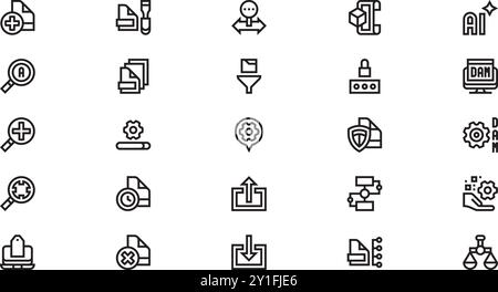 Symbole für die digitale Bestandsverwaltung hochwertige Vektorsymbole mit bearbeitbarer Kontur. Ideal für professionelle und kreative Projekte. Stock Vektor