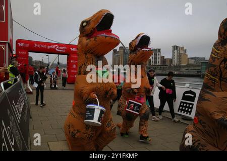 Der Great North Run 5k findet am Freitag auf Newcastle und Gateshead statt, an dem Bürgermeister Kim McGuinness teilnahm. Newcastle Upon Tyne, Großbritannien, 6. September 2024, Credit: DEW/Alamy Live News Stockfoto